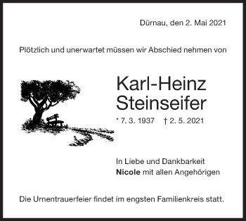 Traueranzeige von Karl-Heinz Steinseifer von NWZ Neue Württembergische Zeitung